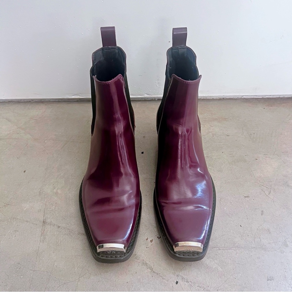 Calvin Klein Purple Chelsea Boots with Metallic Toe Cap